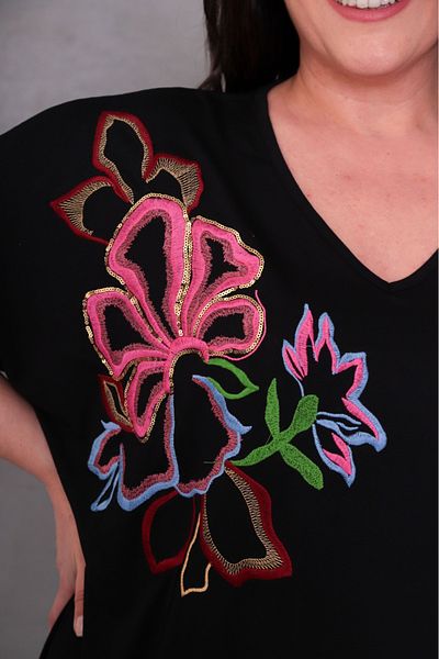 Esina Viscose Oversize Dress Embroidered