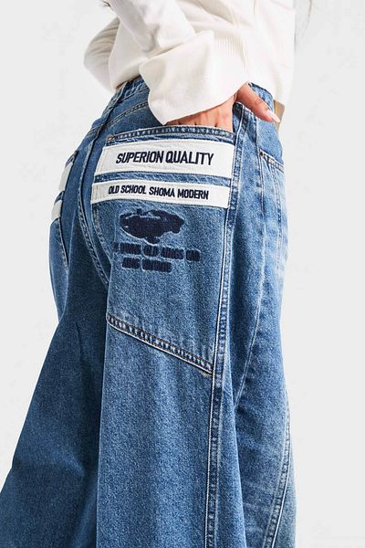 its basic Women's Denim Color 2W5-80 Mega Baggy Fit Embroidery Detailed 100% Cotton Denim Jean