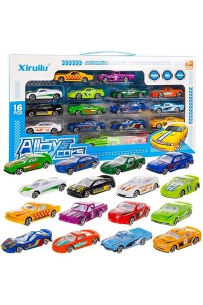 ARTEMİS Set 16 Metal Toy Cars Artemis, Multicolor, 3x7.5x2cm