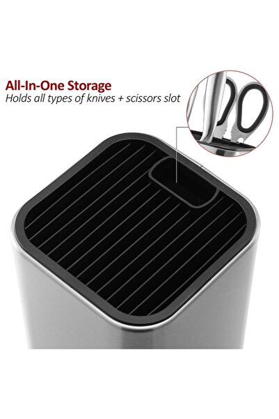 SOHO 7-Piece Stainless Steel Knife Set and Holder, Silver