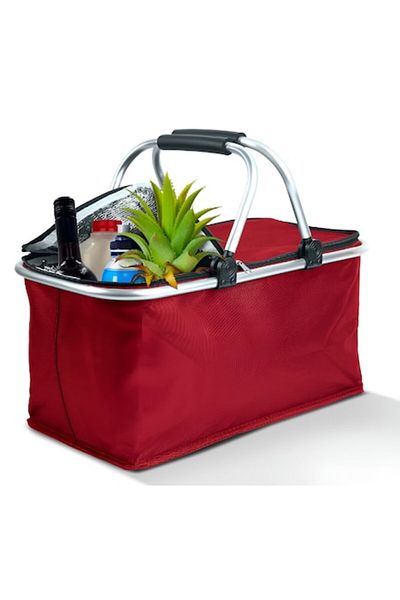 SOHO Thermo-Insulated Shopping or Picnic Basket, Foldable, 21L, Red