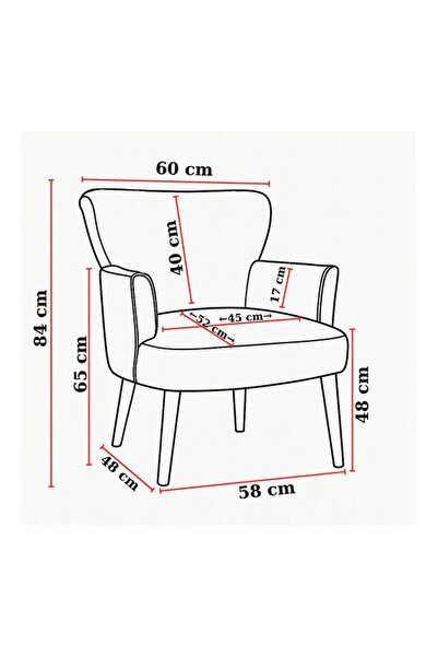 WATERYBROOK Tekli Koltuk, Berjer, Balkon, Bahçe, Ofis Çay Seti, Deri Kumaş, Ceviz Ayak
