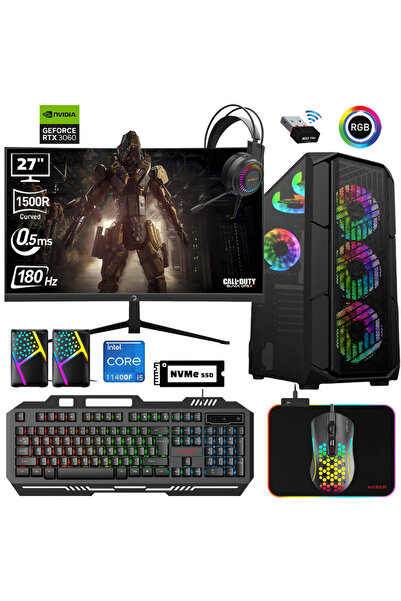 XASER Xsr672 i5 11400F 32GB Ram 1TB M.2 NVMe SSD 12GB RTX3060 27"Curved 180Hz...