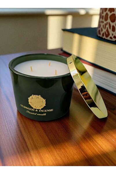 Aroma شمعة معطرة بثلاث فتائل - خشب العود والبخور