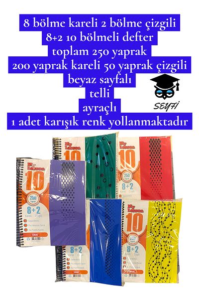 SEYFİKİRTASİYE A4 Size Notebook with Bookmark Compartment Checkered and Lined Plastic Cover Wire 20X30 cm