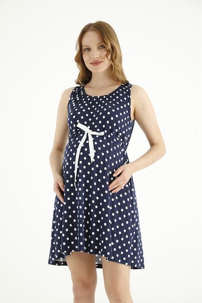 Miss Dünya Lissa Polka Dot Patterned Bow Detailed Maternity and Maternity Dress