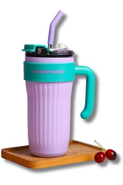 Twisoo Insulated Tumbler with Handle and Straw Lid, Stainless Steel Coffee Mug Portable Coffee Tumbl
