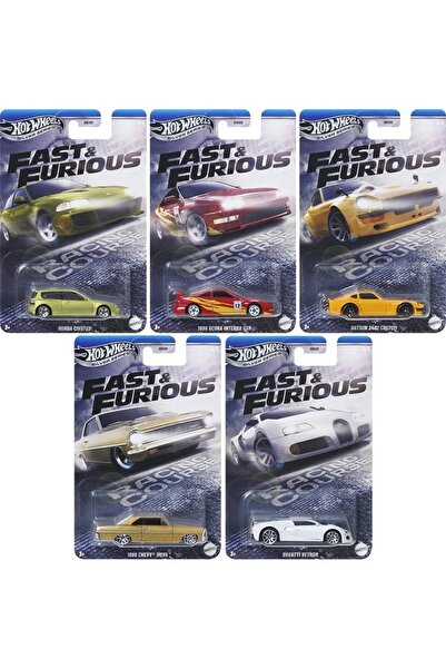 HOT WHEELS Uzun Kart Fast & Furious Racing Course 5’li Set – Civic, Integra, 240Z, Nova, Veyron