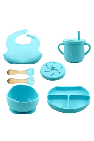 SOHO Set 8 Piese pentru Diversificare Bebelusi sau pentru Copii, din Silicon BPA Free, Bleu