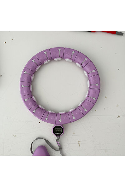 Leyaton Akıllı Hula Hoop Çemberi 24 Bölüm Parça Mor Renk Fitness Spor Egzersiz Halkası Sayaçlı