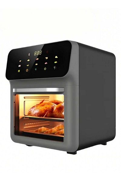 Denx Oil-free healthy air fryer for frying/grilling/baking, 12 liters, 1350 watts - grey