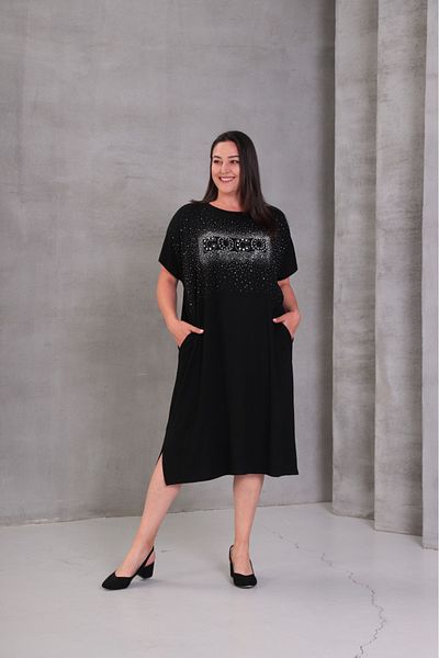 Esina Viscose Oversize Dress with Stone Detail