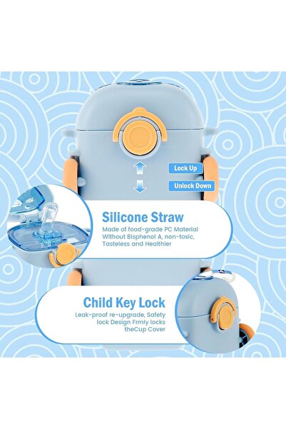 Twisoo Bus Design Water Bottle for Kid with Straw and Sticker