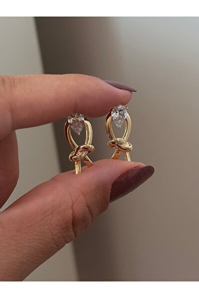 Butik XUping 14k gold renk taşlı düğüm küpe