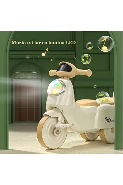 Nichiduta 3in1 Fast Beige children's pedal motorcycle with removable parental handle, headlight with lights