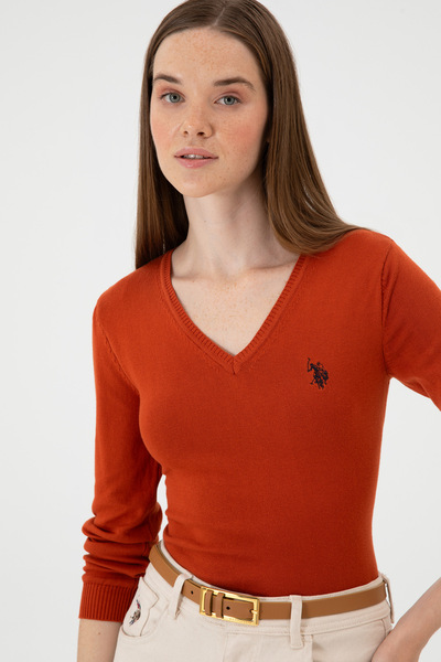 U.S. Polo Assn. Women's Tile V-Neck Basic Sweater 50313590-Vr031
