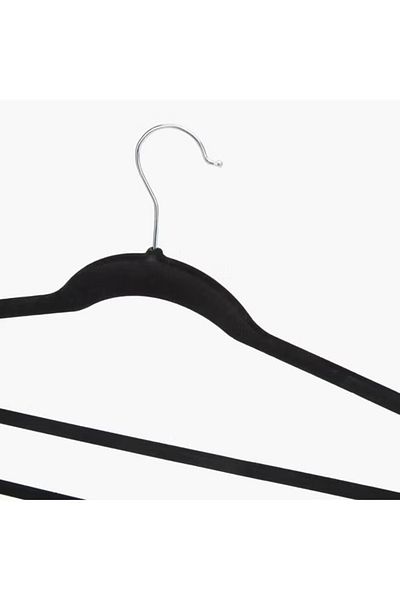 Home Box Velvet Hanger with 3 Bars – Black, Standard