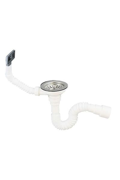 TMP Stainless steel sink overflow trap 92 mm, stainless steel strainer, 1 bowl