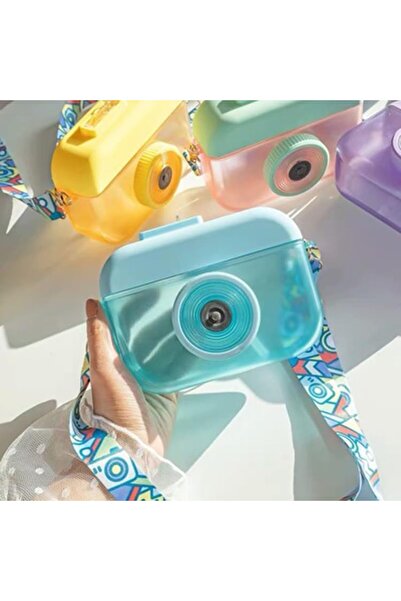 Twisoo Camera Shape Plastic Water Bottle – Leak-Proof Sports Travel Cup with Straw & Adjustable St