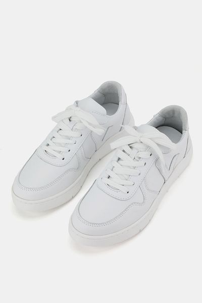 TUNAELLİ Women's White Khaki Leather 36-41 Number Lace up Flat Bottom Oxford Shoes