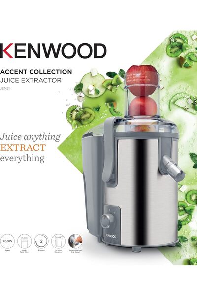 Kenwood Juicer 700W Stainless Steel with 75mm Wide Feed Tube
