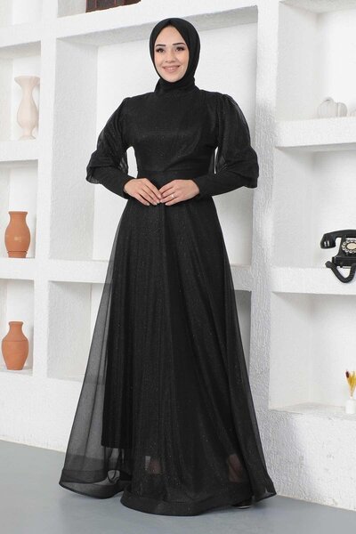 Missvalle Ασημί βραδινό φόρεμα με λεπτομέρεια μανσέτα με φερμουάρ Μαύρο 12253