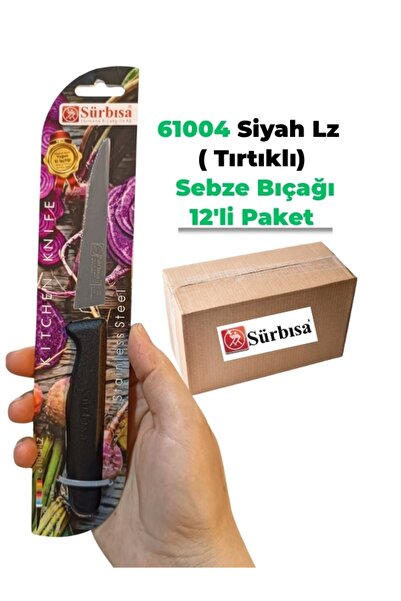 Sürbisa 61004 Sebze Bıçağı Siyah Lz1 Koli (12 adet Tırtıklı )