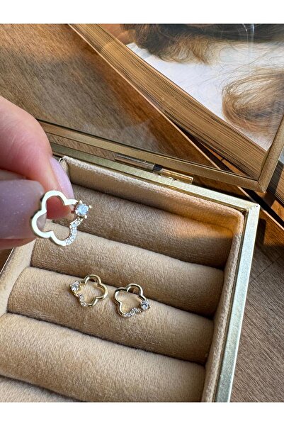 MODA 14k Vip Seri Minik Yonca 12 mm Küpe