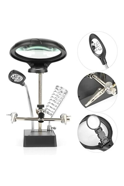 SOHO Suport CI cu lupă și cleme tip crocodil, 2,5x, 7,5x, 10x, suport electronic