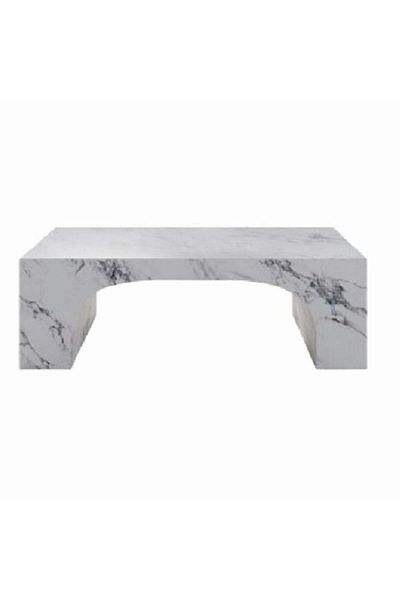 BAITY Middle Coffee Table with Marble Design - White and Gray
