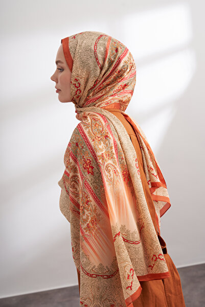 ARMANDA Imported Voile Nuit Pattern Scarf 04463-Camel Orange