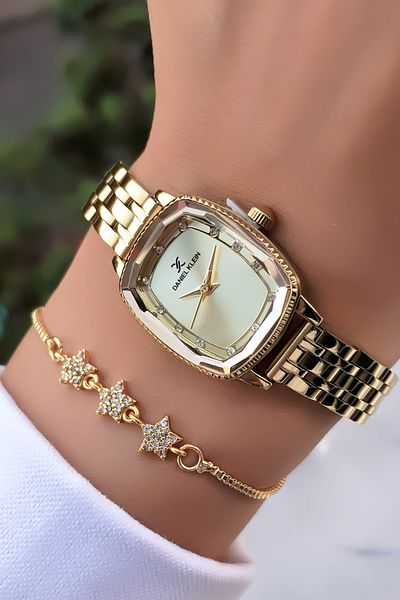 Daniel Klein Women's Wristwatch Gold Color New Season Minimal 3Atm Waterproof Bracelet Gift