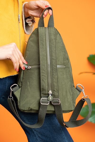 NEMO BAGS Khaki Unisex Backpack, Crinkle Fabric, Single Handle Adjustable Body Bag and Chest Bag, 30X20Cm