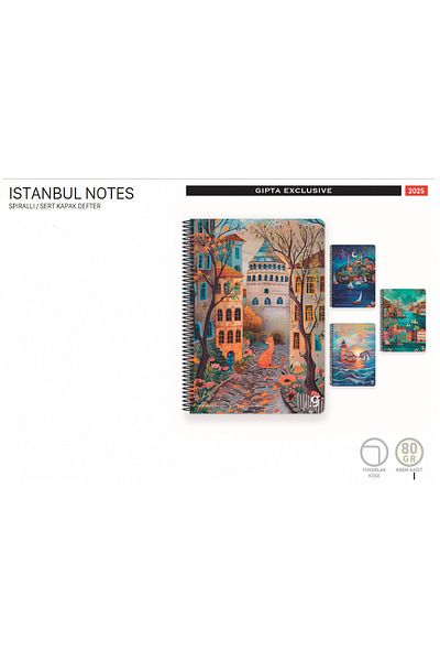 Gıpta Istanbul Spiral Bound Hard Cover Notebook 17X24 80 Sheets Lined 4693