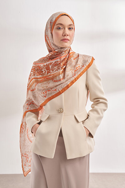 ARMANDA Imported Vual Nuit Pattern Shawl - Orange