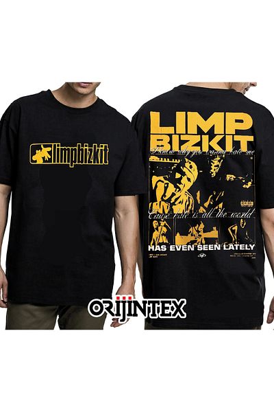 orijintex Limp Bizkit Take a Look Around Front Back Printed Unisex Black Tshirt