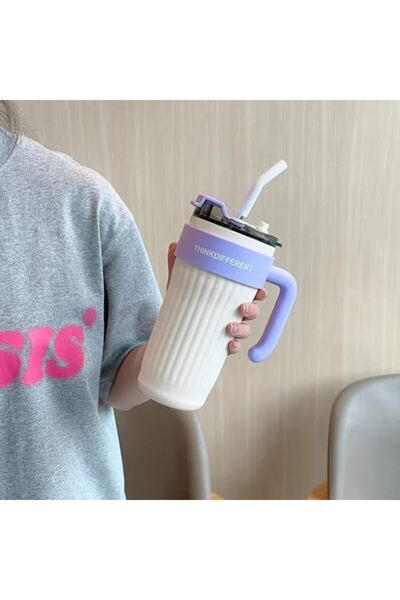 Twisoo Insulated Tumbler with Handle and Straw Lid, Stainless Steel Coffee Mug Portable Coffee Tumbl