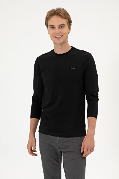 U.S. Polo Assn. Erkek Slim Fit Bisiklet Yaka Siyah Süprem Basic Sweatshirt 50313744-VR046