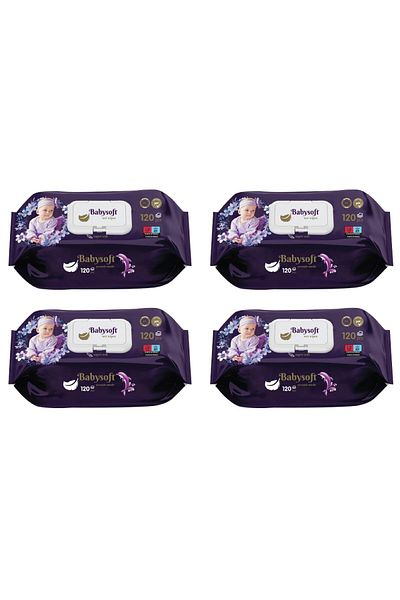 Babysoft 4 BABY SOFT – MOV baby wet wipes, set of 4 x 120 pieces