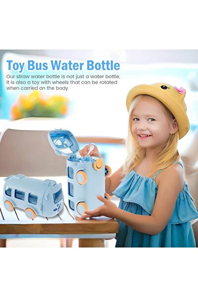 Twisoo Bus Design Water Bottle for Kid with Straw and Sticker
