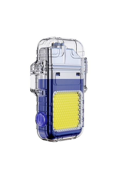 SOHO Keychain Flashlight with Lighter, Waterproof, 3 Lighting Modes, 300 mAh, USB-C Charging, COB, 50-100