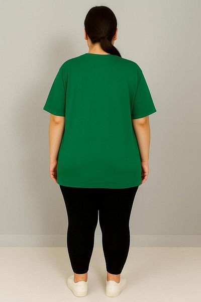 Koza Butik Women's Plus Size Short Sleeve Crew Neck Basic Oversize T-Shirt 1977-25