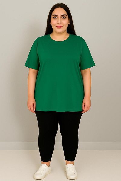 Koza Butik Women's Plus Size Short Sleeve Crew Neck Basic Oversize T-Shirt 1977-25