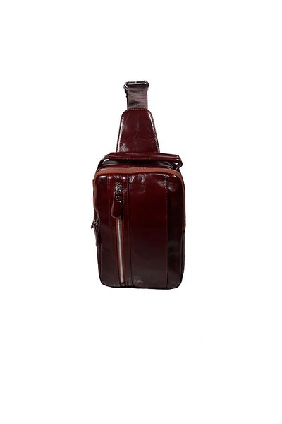 L-line fashion Men's bag, leather, burgundy-brown, two main compartments