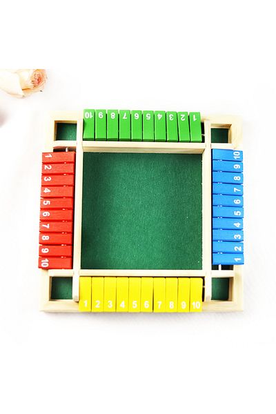 SDX Market Mathematical Board Game, Colorful Wooden Board, 1-4 Players, with 8 Dice, Shut the Box