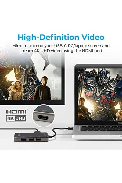 Promate 7-in-1 Multi-Port Adapter with 4K HDMI, Sync Charge USB-C Port for MacBook Pro, MacBook Air,