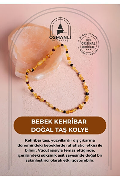 OSMANLI DOĞAL TAŞ Sertifikalı Bebek Kehribar Doğal Taş Kolye