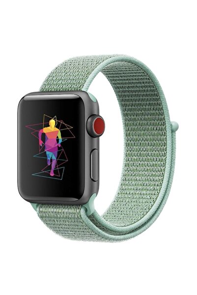 Bibilel Curea pentru Apple Watch, 38-40mm, Textil, Alb-Verde