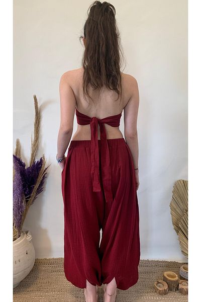 ARİNNASİDE Muslin Pleated Daily and Summer Comfortable Bohemian Trousers