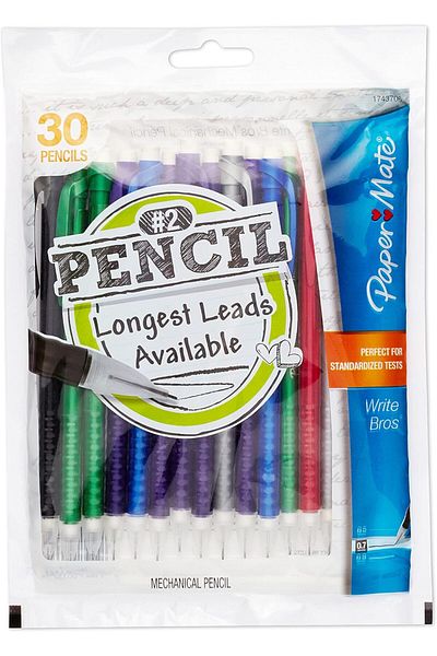 Newell Paper Mate Write Bros Mechanical Pencils, 0.7mm, HB #2, Assorted Colors, 30 Count